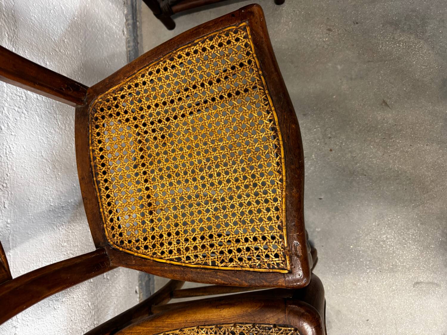 Lot de 4 chaises en cannage et bois Louis Philippe