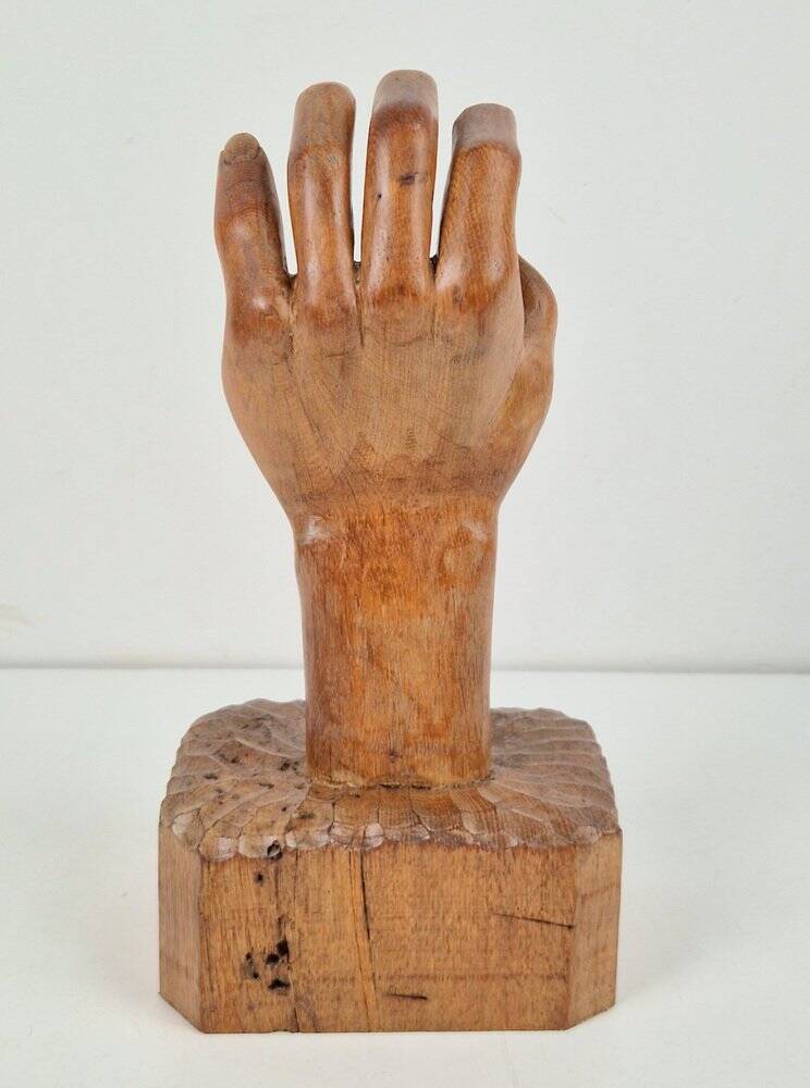 Brutalist Arts and Crafts Sculpture Wooden Hand, 1950s
