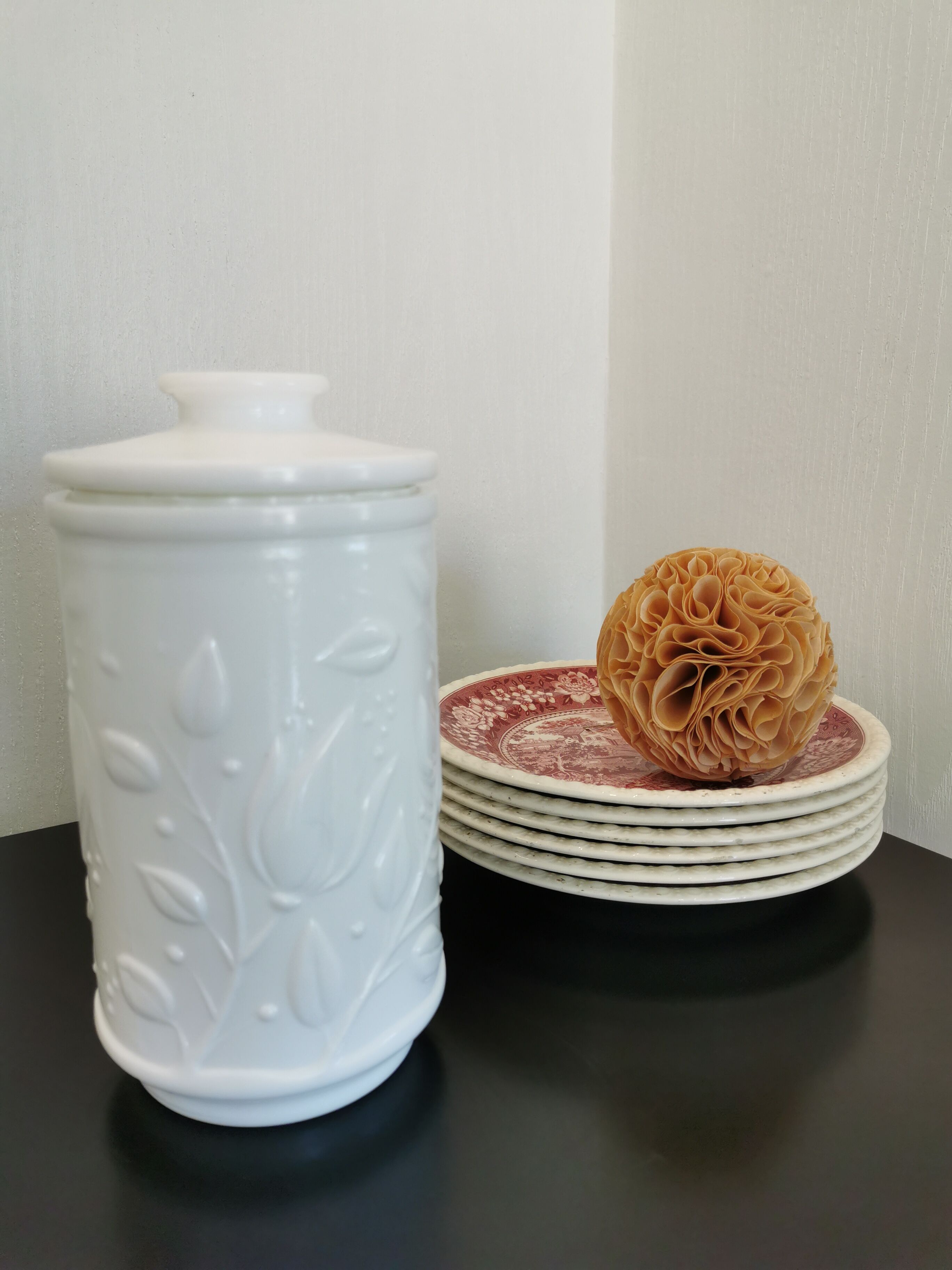 Vintage white opaline glass jar