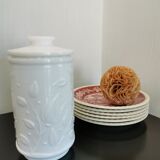 Vintage white opaline glass jar