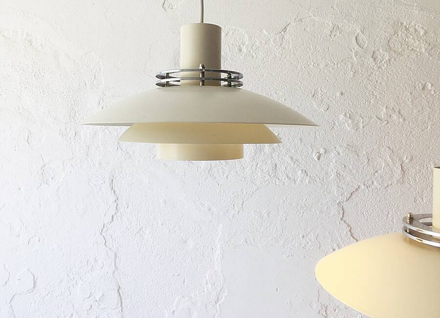 Danish pendant light in beige metal and chrome metal, 1970