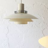Danish pendant light in beige metal and chrome metal, 1970