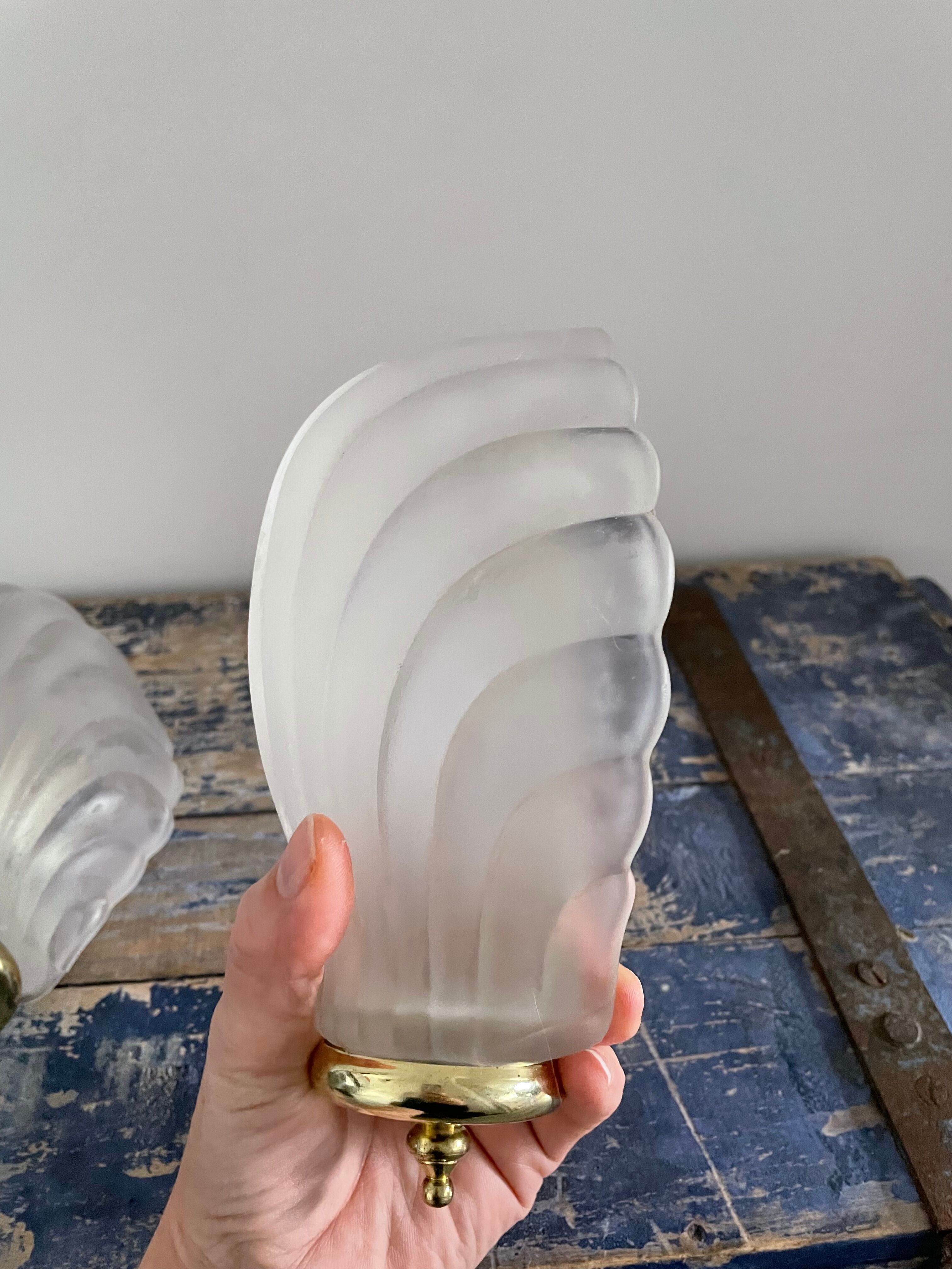 Pair of shell appliques or glass paste shells