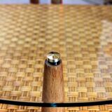 Vintage coffee table in woven wicker and rattan glass from the 60s/70s