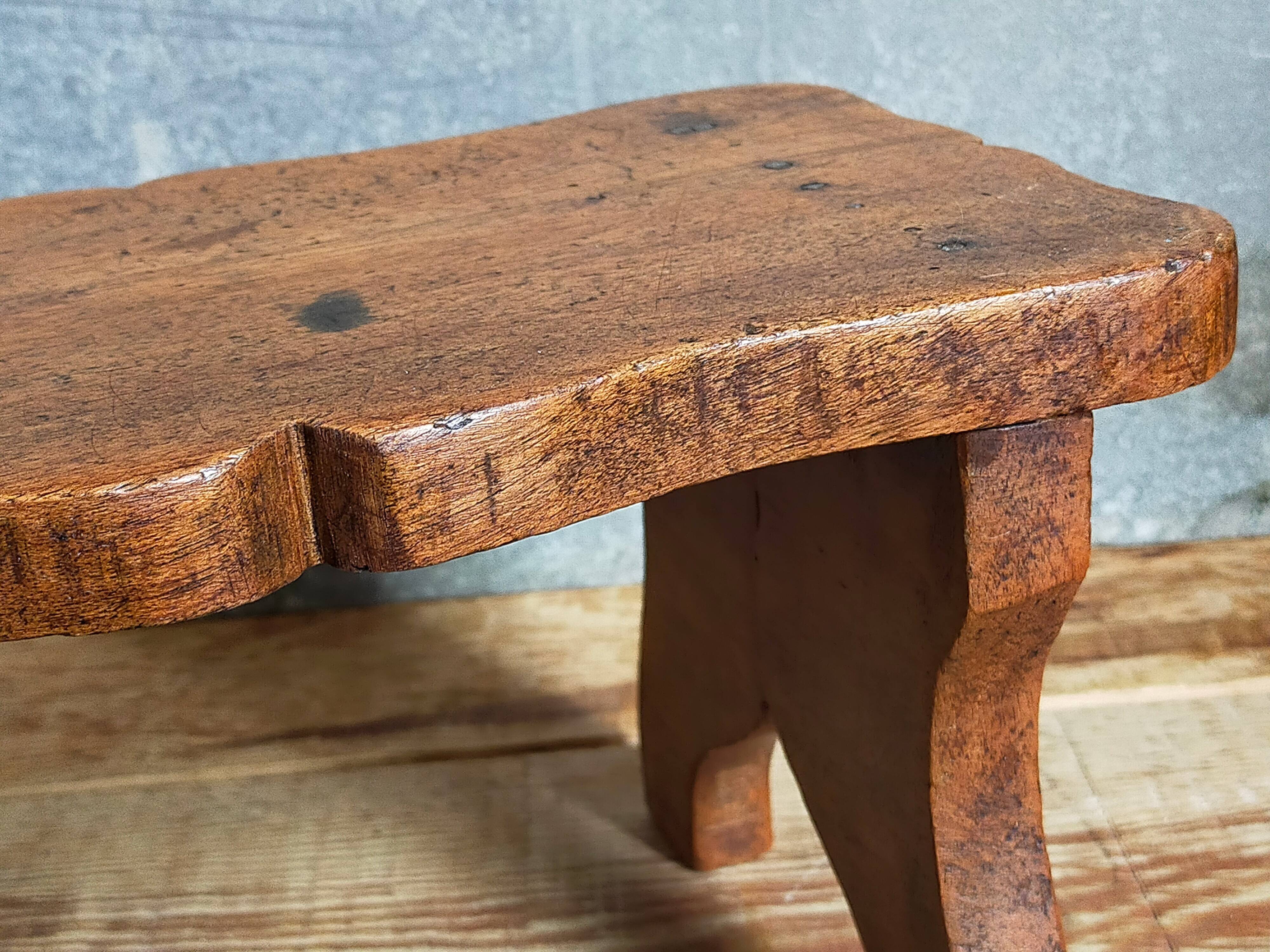 Old solid wood footrest stool