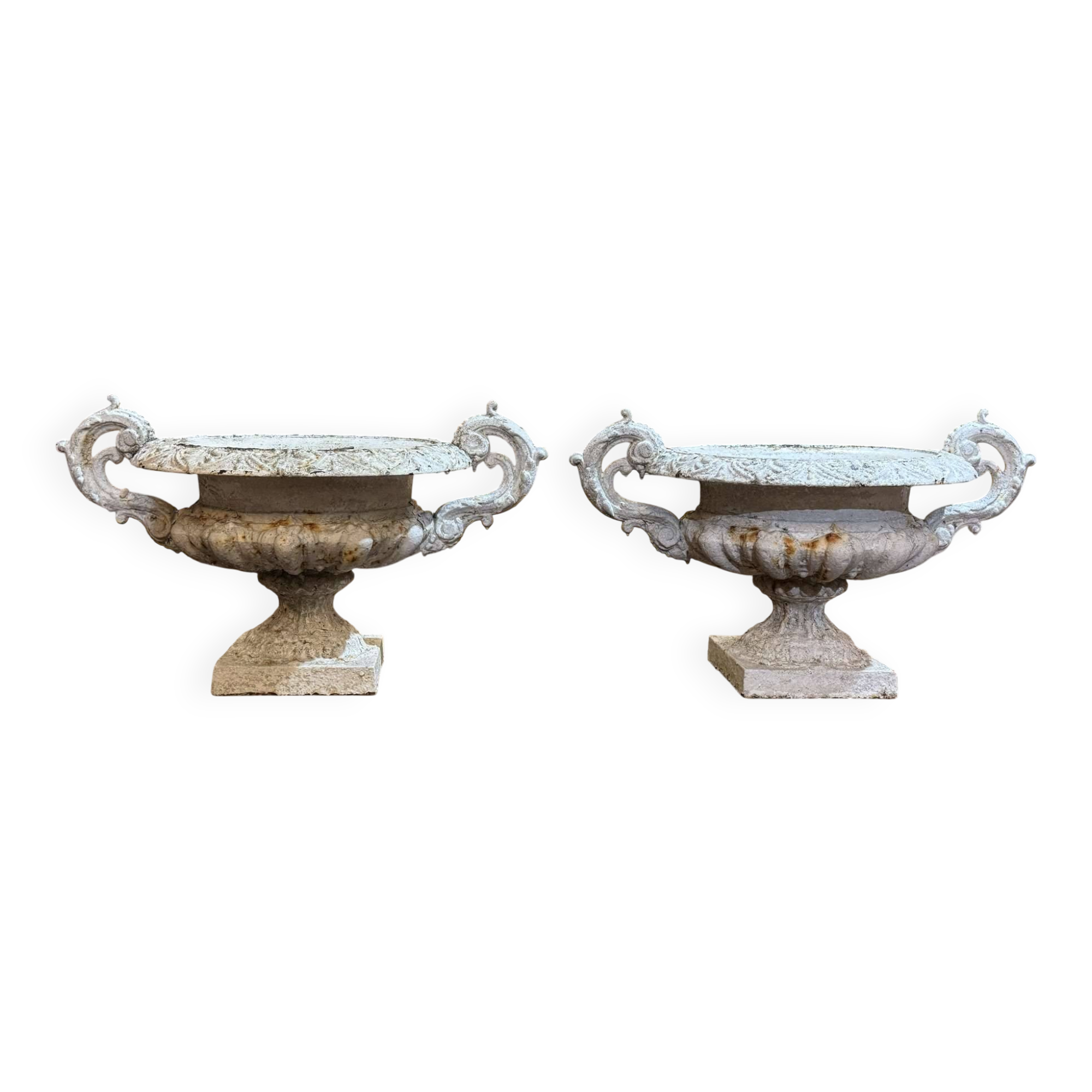 Pair of Medici vases in cast iron from the 19th century.