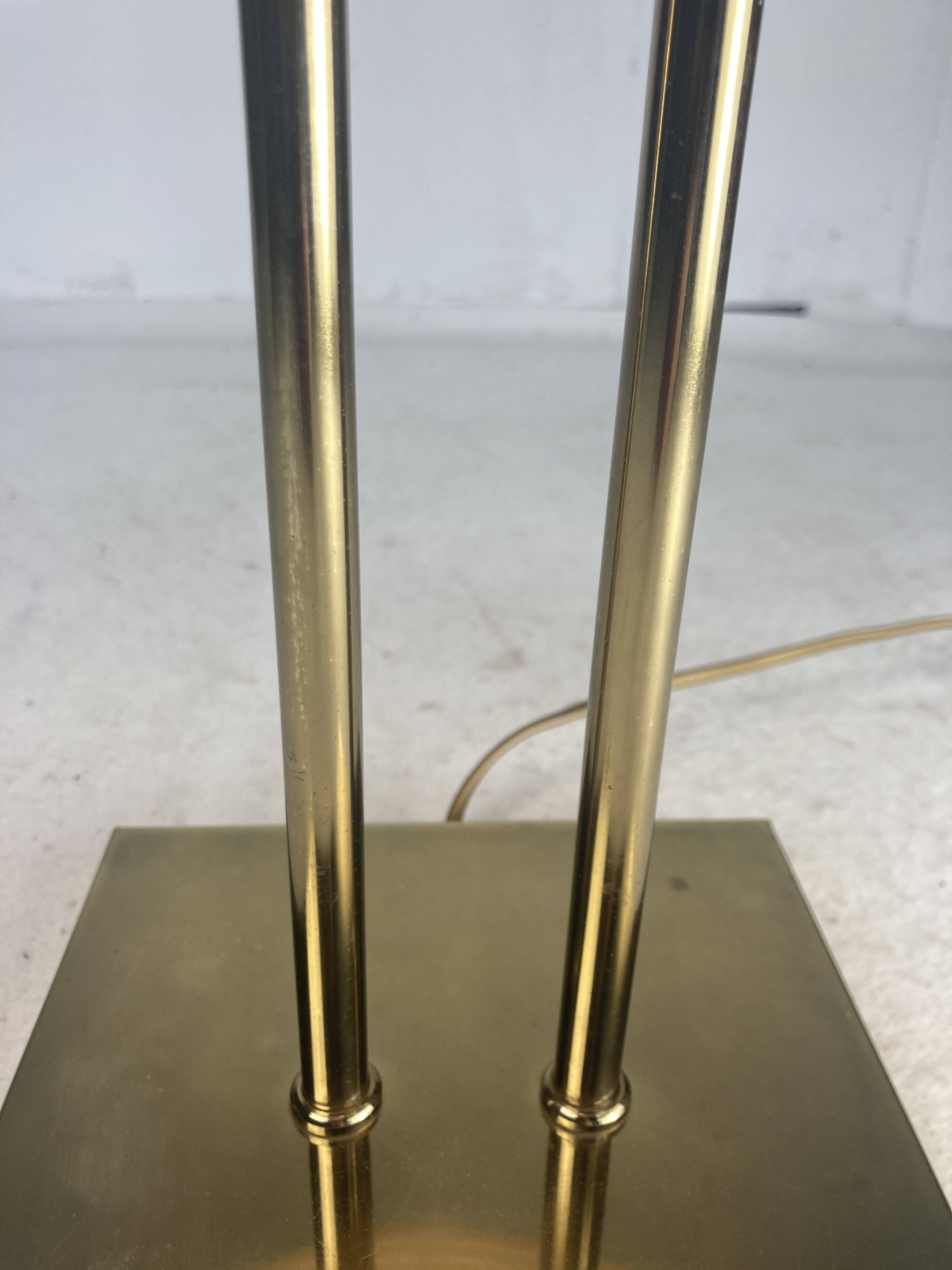 Brass and pencil reed rattan table lamp, Italy 1970s