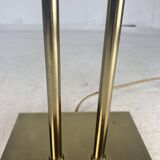 Lampe de table en laiton et rotin en roseau, Italie 1970