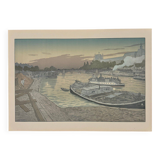 Lithograph by Henri Rivière The Pont des Saints-Pères and the Louvre