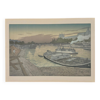 Lithograph by Henri Rivière The Pont des Saints-Pères and the Louvre