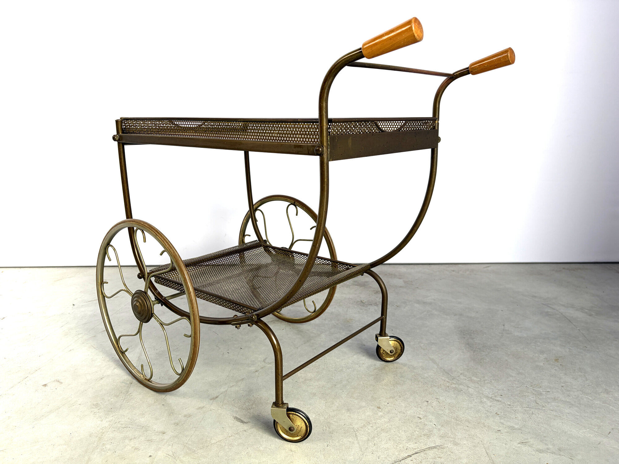 Serving trolley in perforated metal by Josef Frank for Svenskt Tenn, Sweden, 1950s