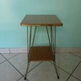 Formica side shelf, 2 shelves, gold metal - 60s