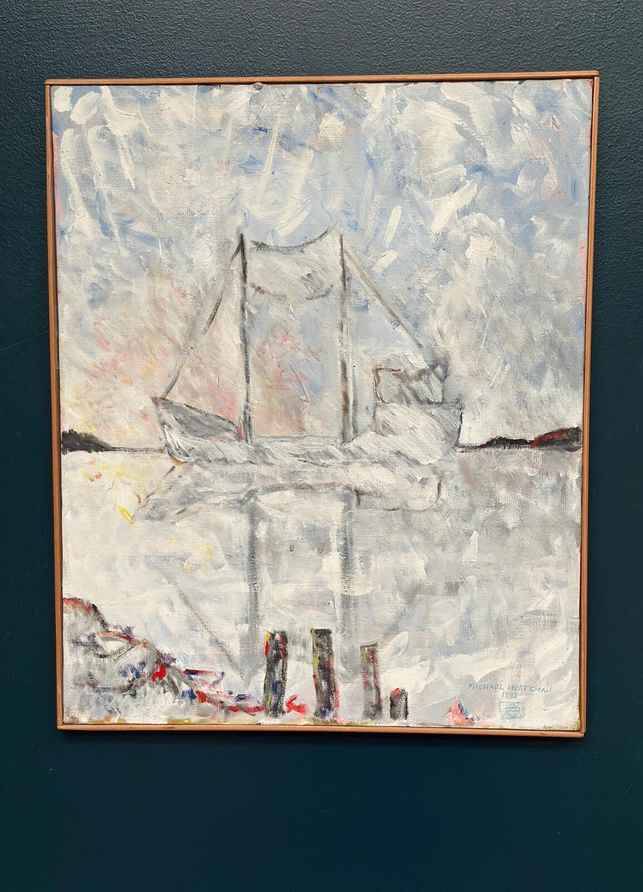 Huile sur toile suédoise – « Silhouette du bateau » par Michael Hertzman