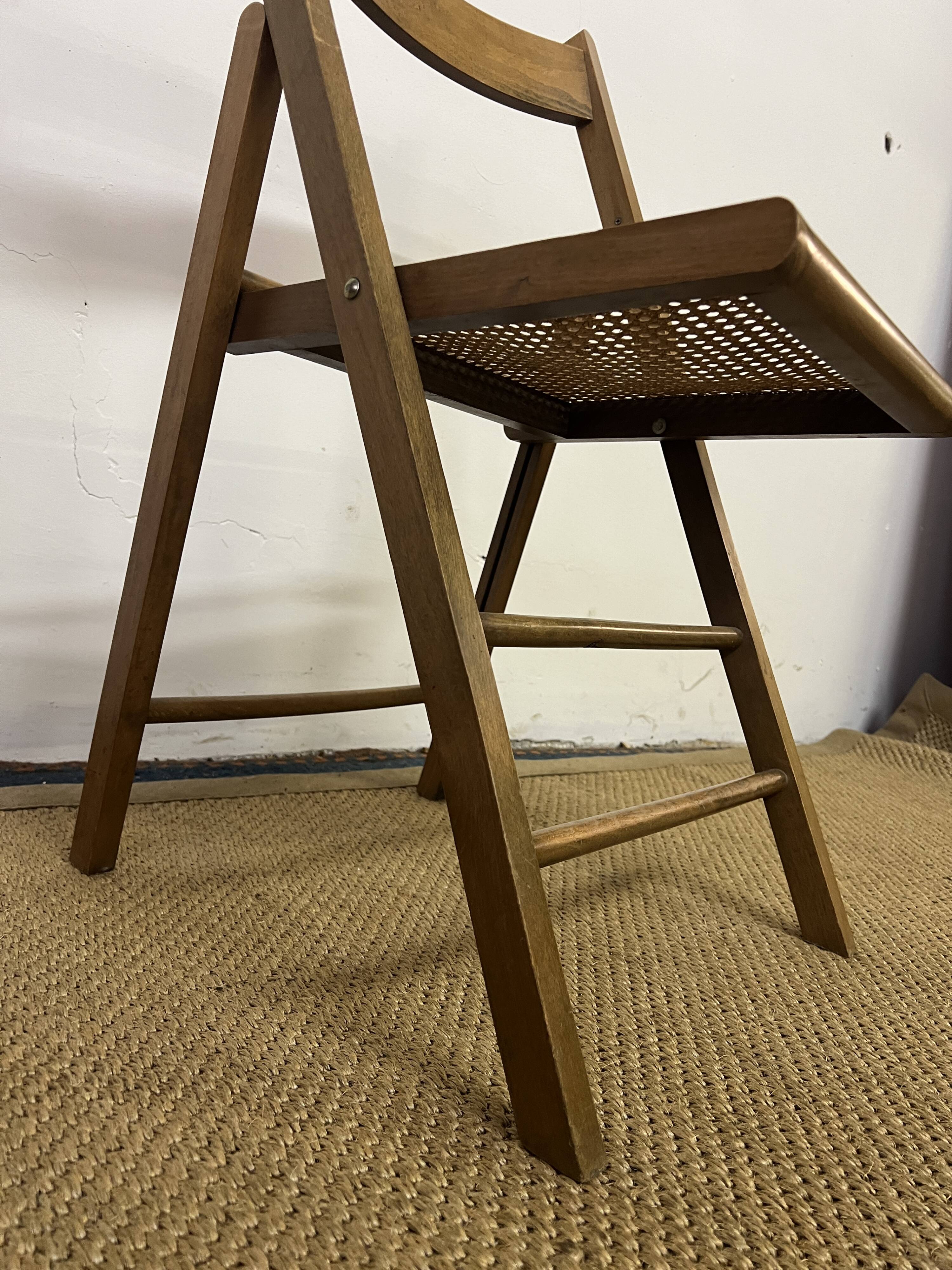 Vintage wooden and cane folding chair