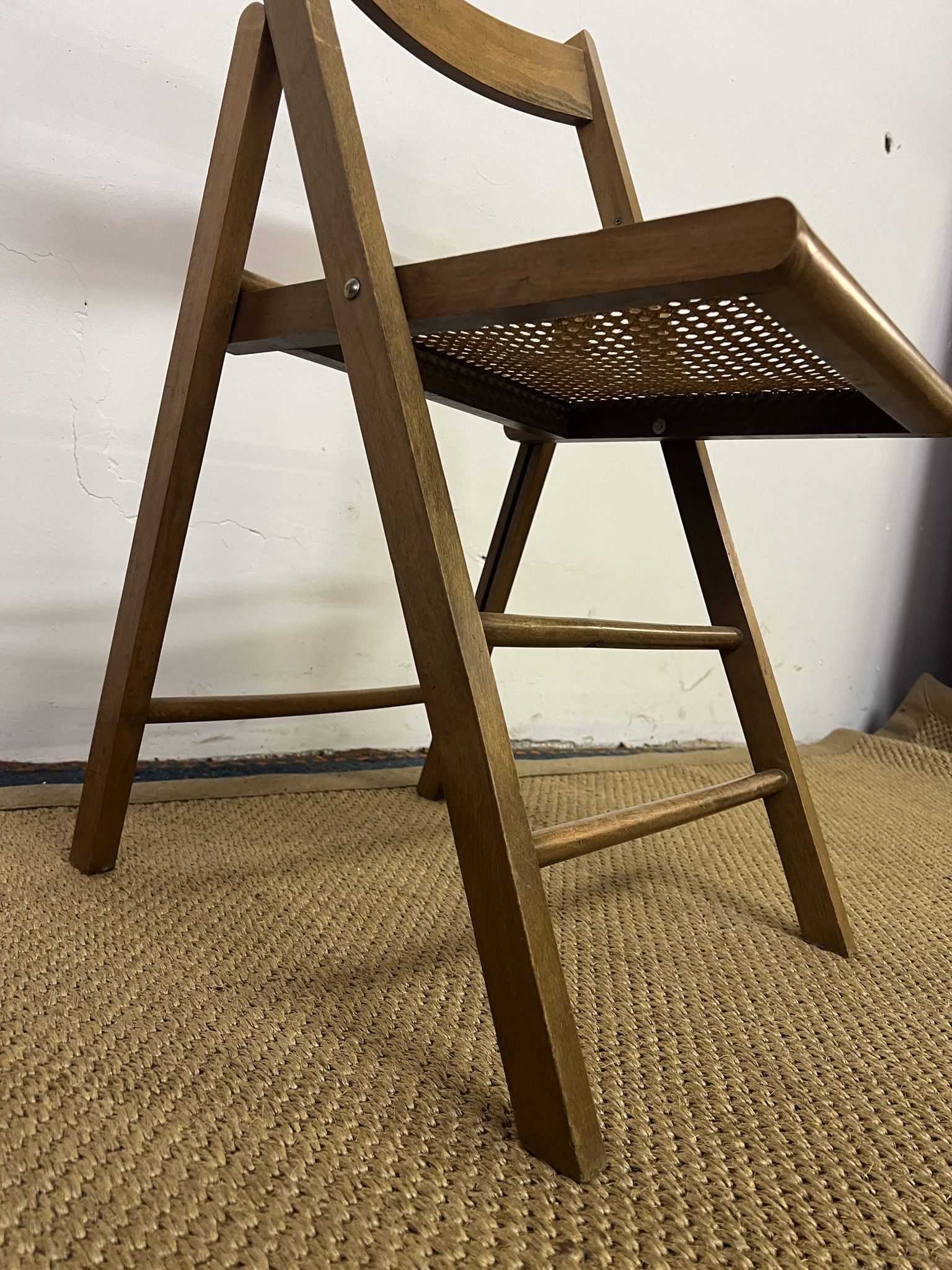 Vintage wooden and cane folding chair