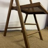 Vintage wooden and cane folding chair