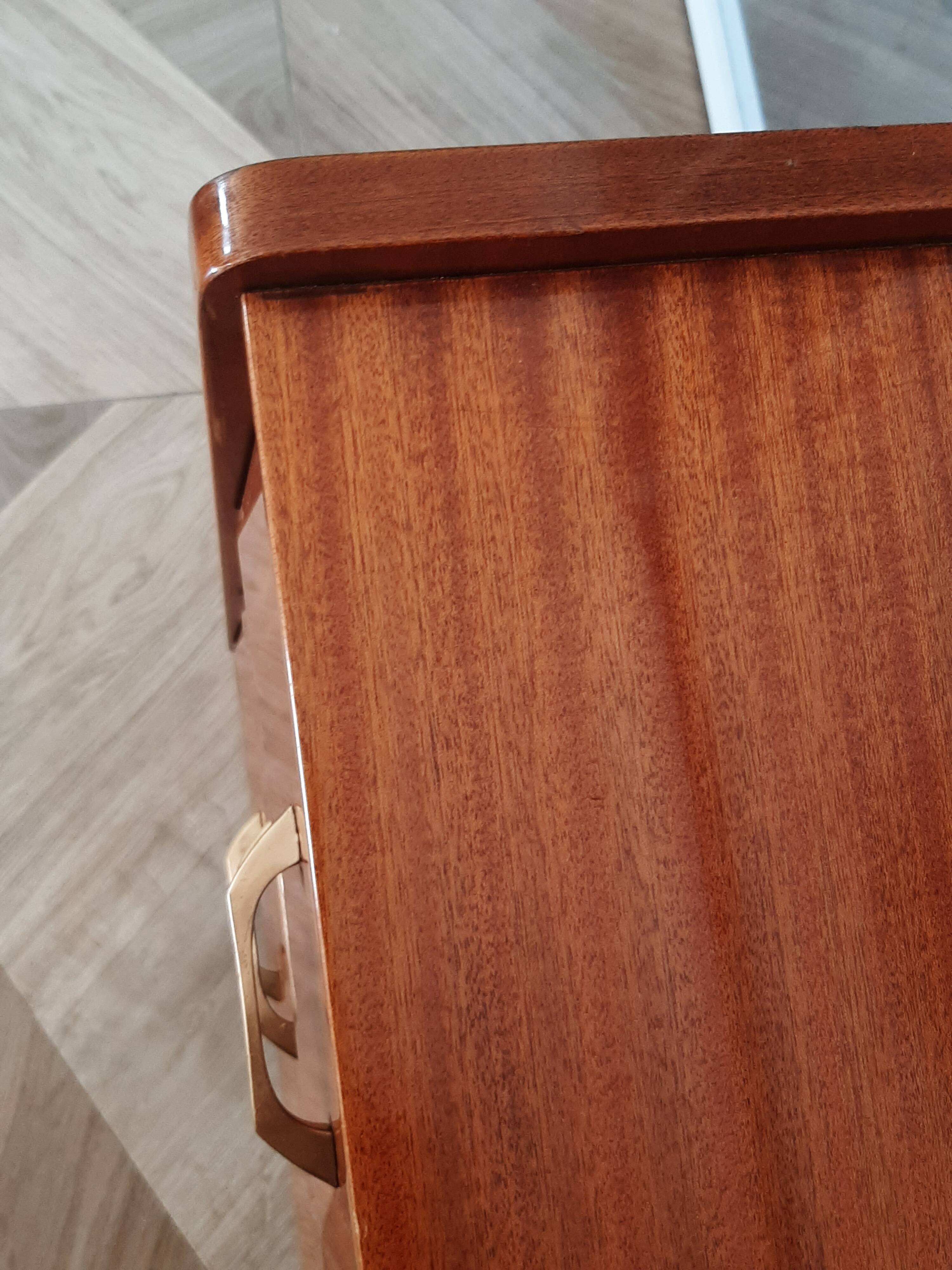 Vintage chest of drawers 3 drawers - varnished teak - Scandinavian style - retro patterns - 60s