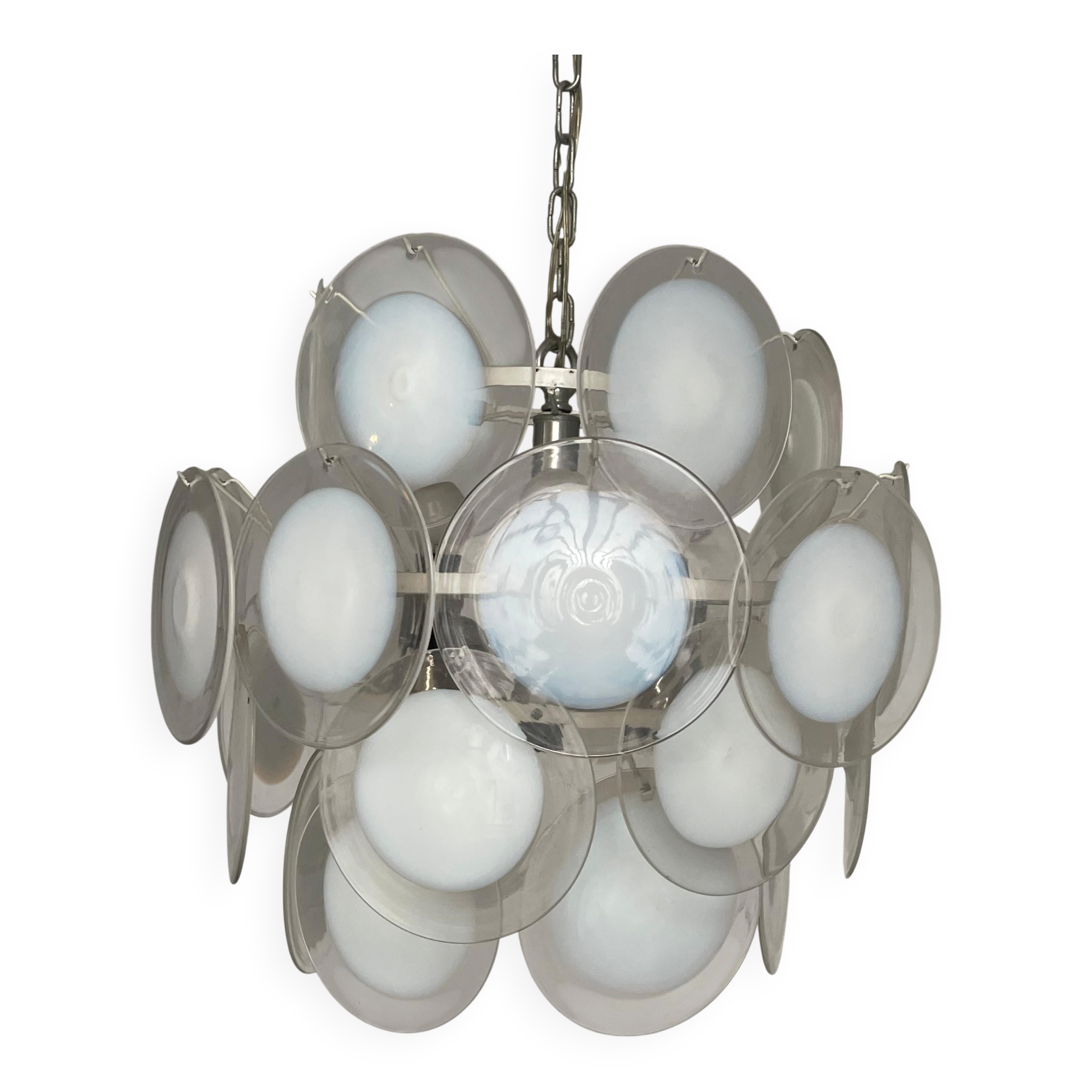Vintage 1960s Murano Chandelier, Big Size, Dining Room Decorative Lamp, Vistosi