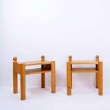 20th-Century Swedish Nightstands in Solid Pine, Set of 2