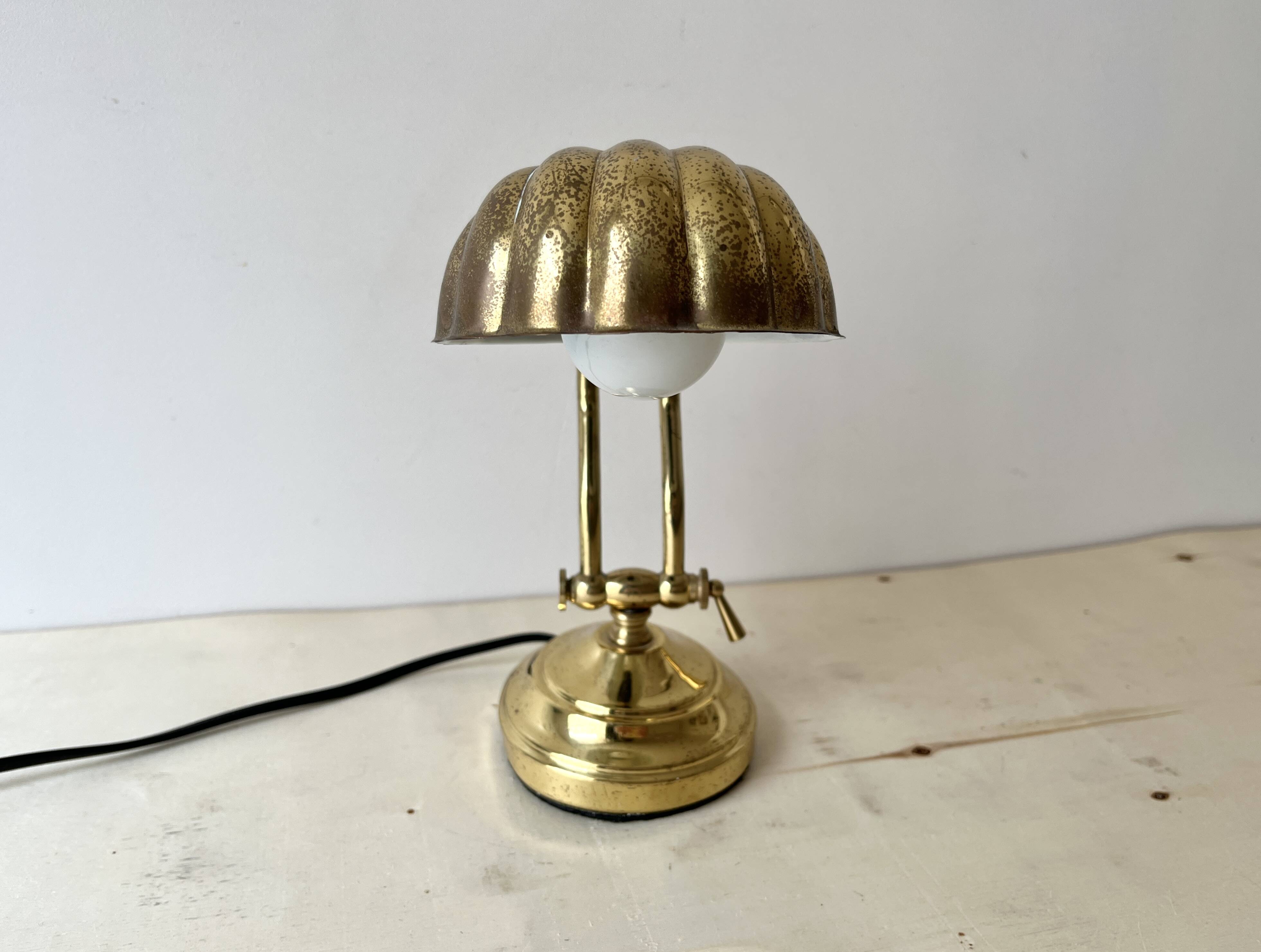 1950s brass "shell" desk lamp, vintage lighting