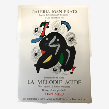 Poster in lithograph by Joan Miro, Galeria Joan Prats, 1980