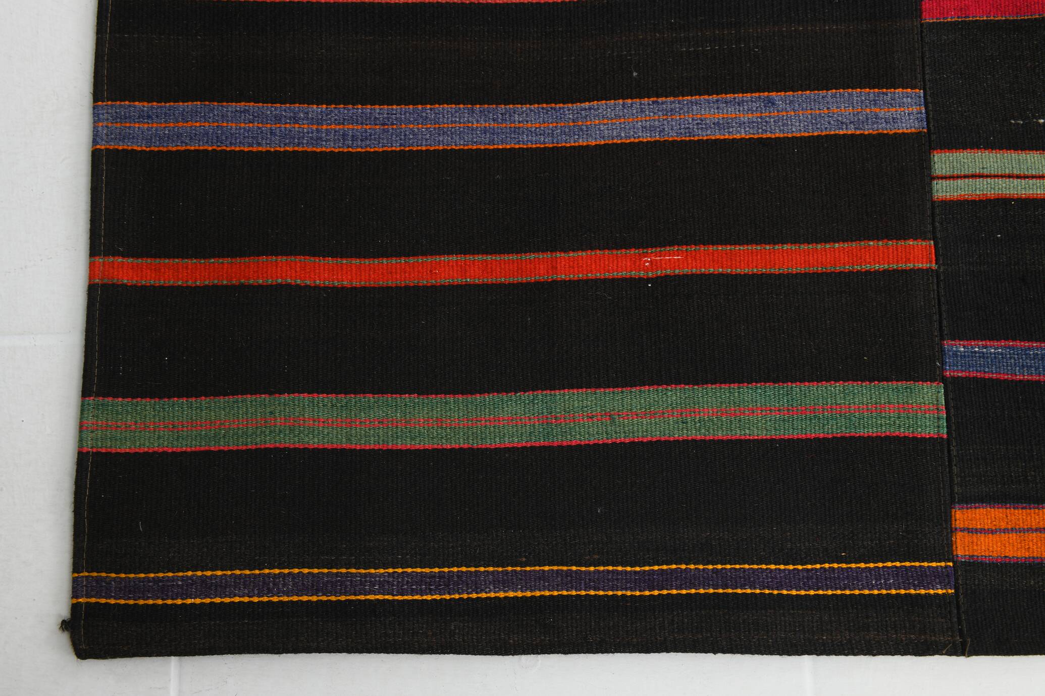 7x9 Multicolor Striped Pattern Kilim Rug, 215x280Cm