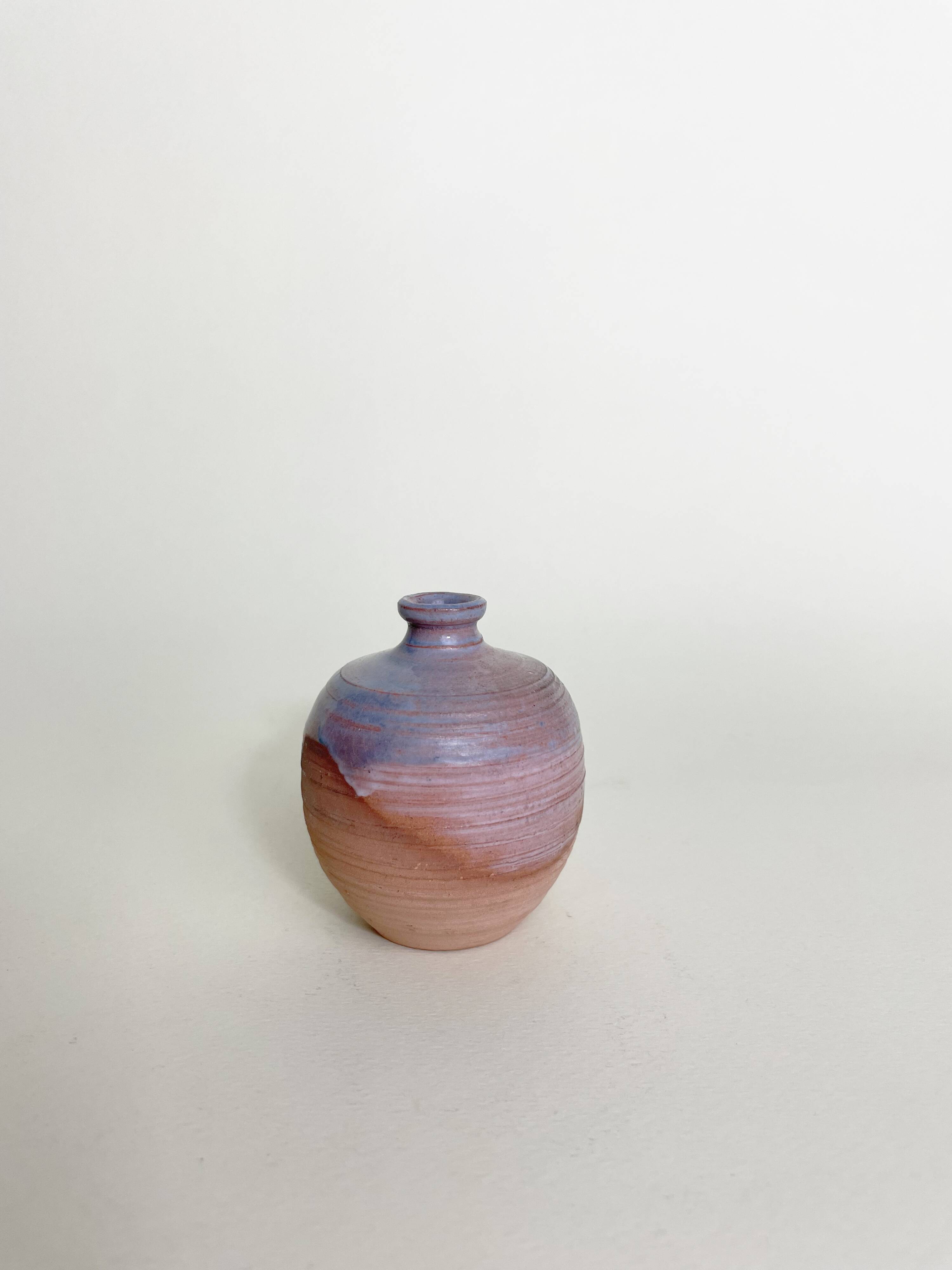 Mini Soliflore in Blue and Pink Enameled Stoneware