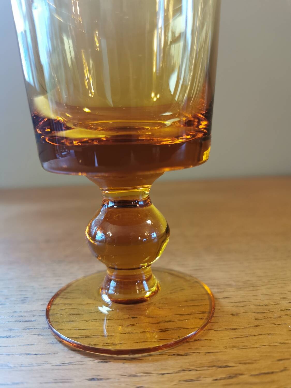 Set of 11 vintage amber stemmed glasses