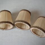 Set of 3 old pleated fabric lampshades clip-on model chandelier lamp lighting fixture n1