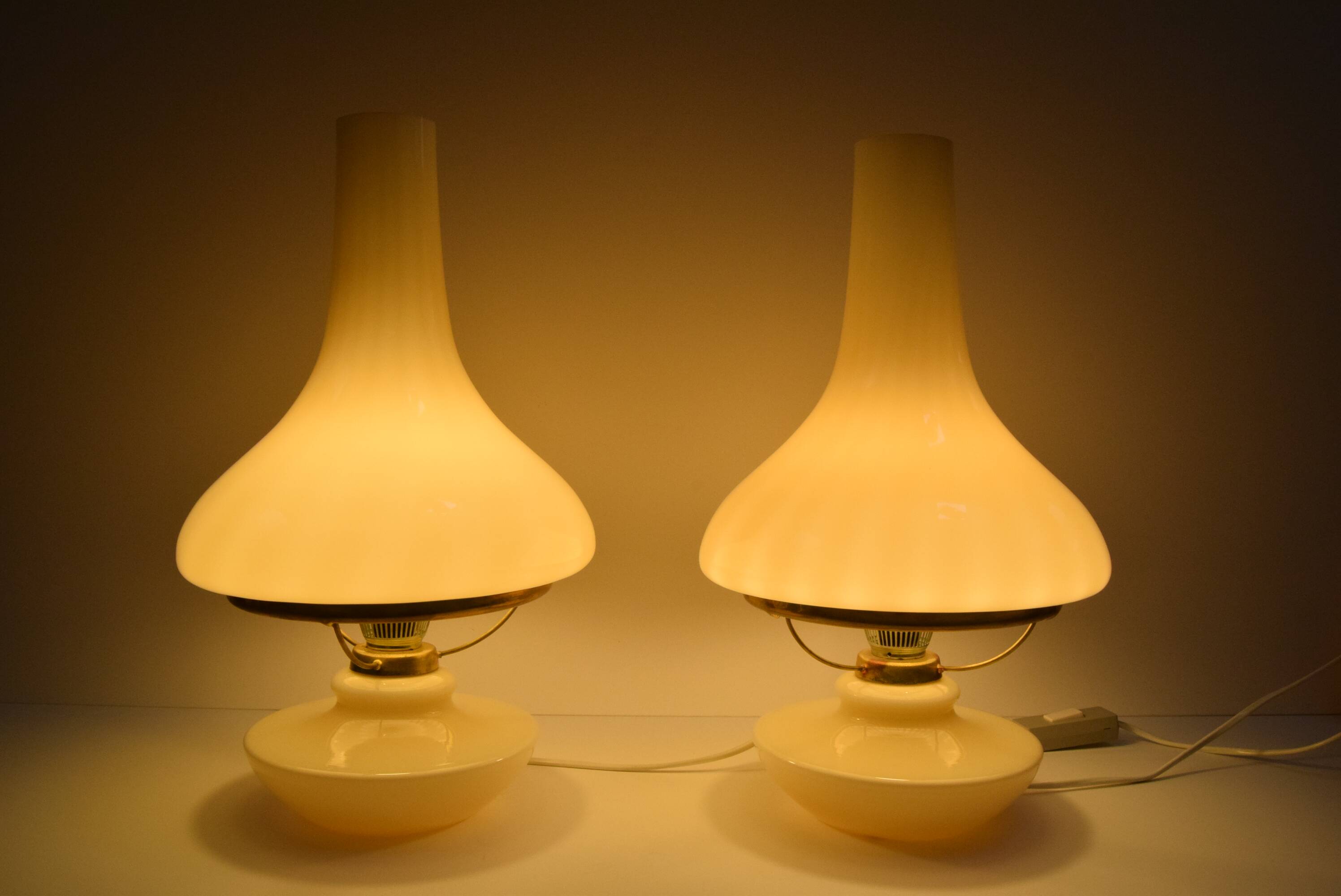 Pair of mid-century Table Lamps, Osvětlovací sklo závod Janštejn, Czechoslovakia, 1970