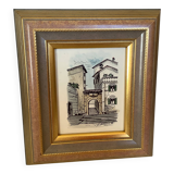 Watercolour painting signed village view