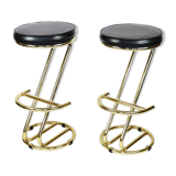 Pair of high brass stools