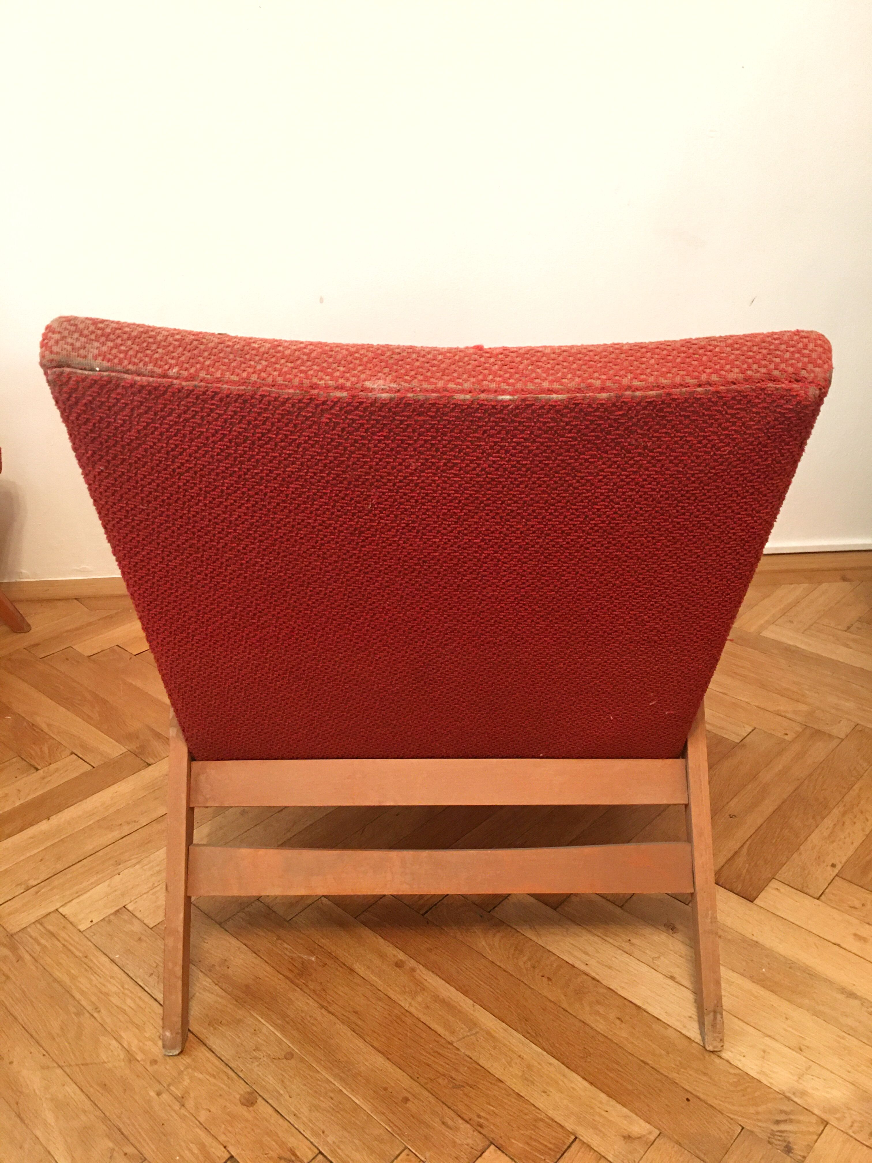 Fauteuils rouges par Frantisek Jirak Tatra Nabytok Pravenec – Design célèbre des années 60 - PAIR