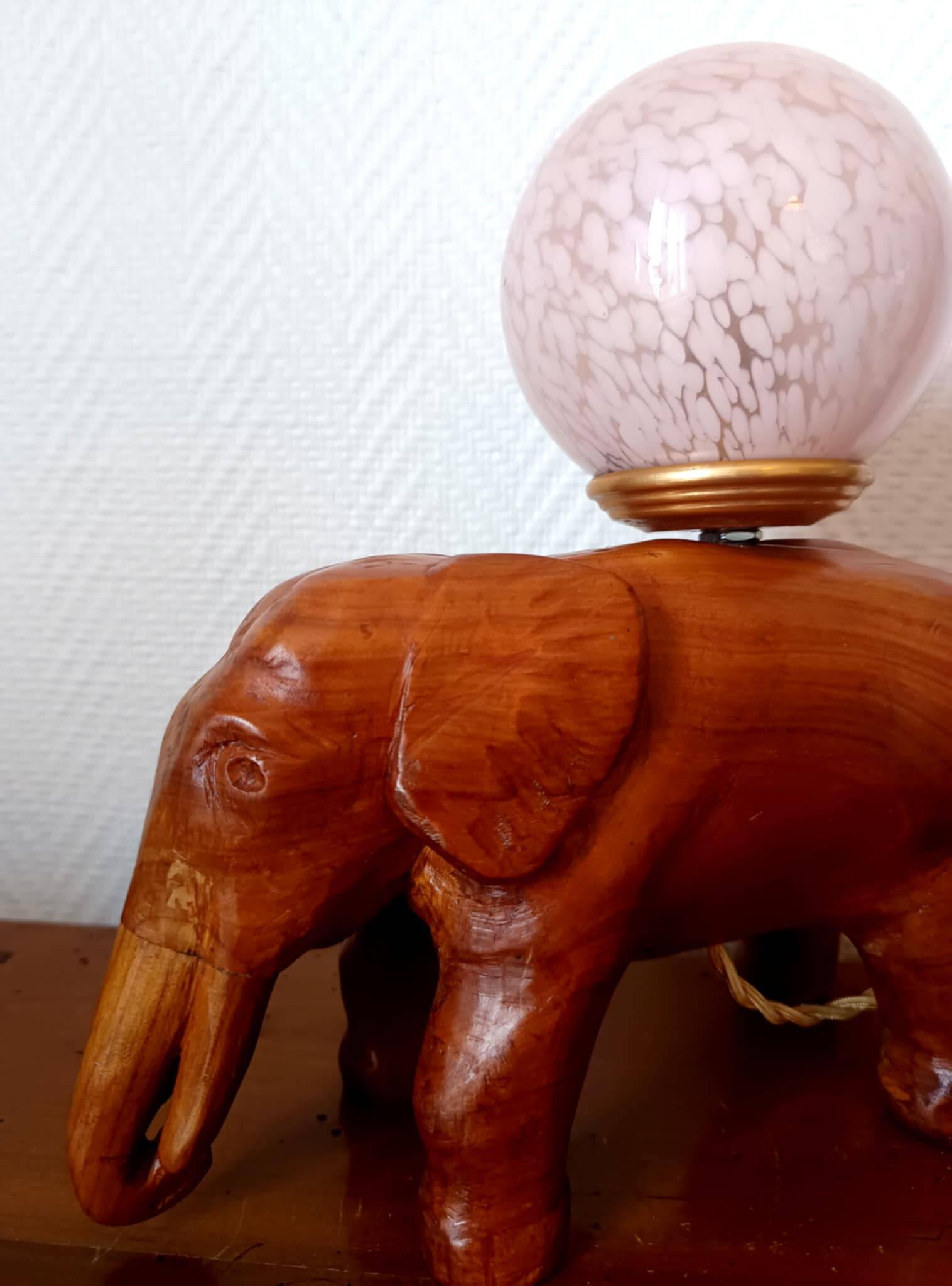 Lampe éléphant verre de Clichy art déco