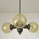 Lampe suspendue vintage en bois Spoutnik / Lampe suspendue rustique du milieu du siècle des années 1970