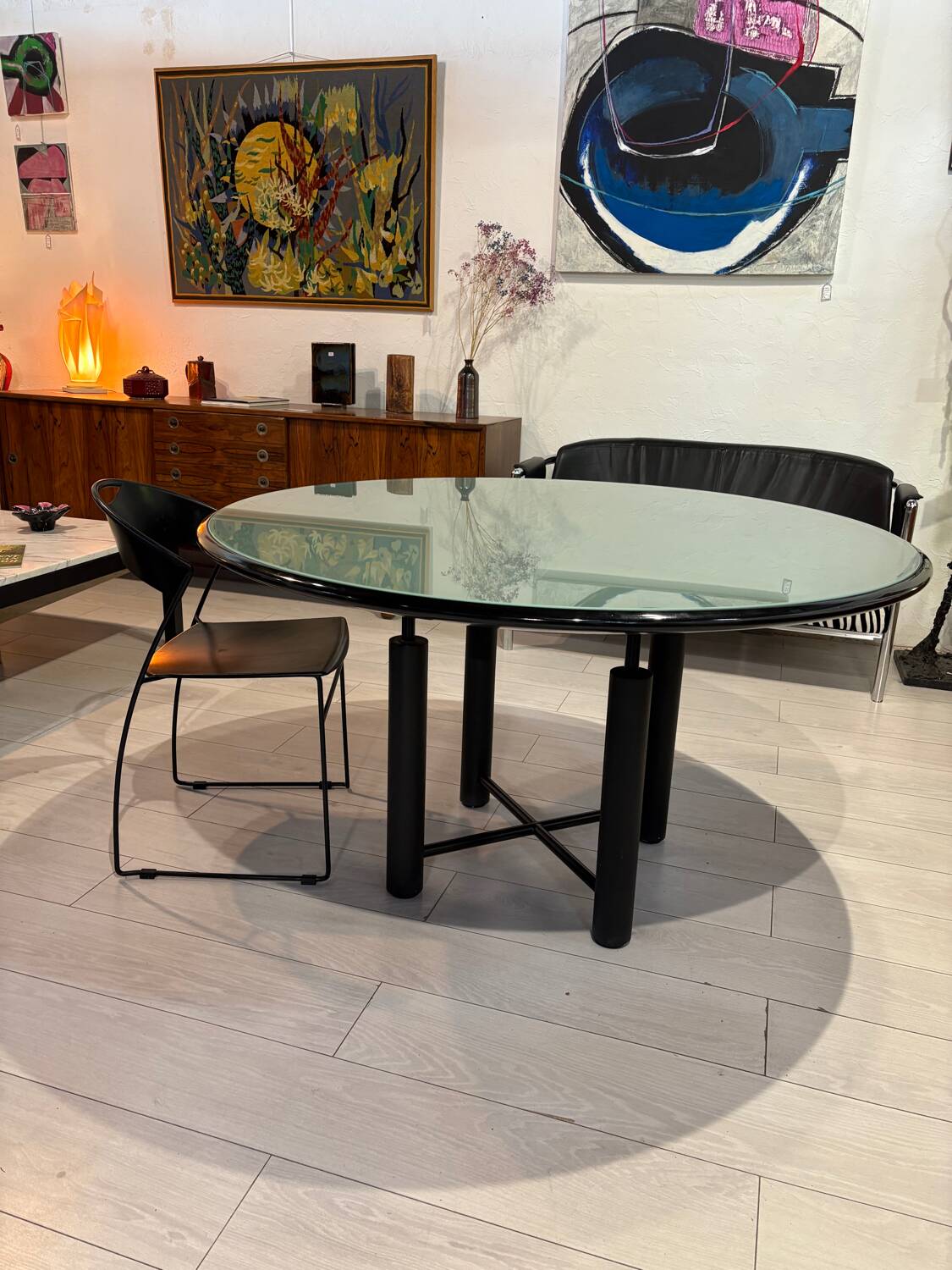 Glass dining table, 1980