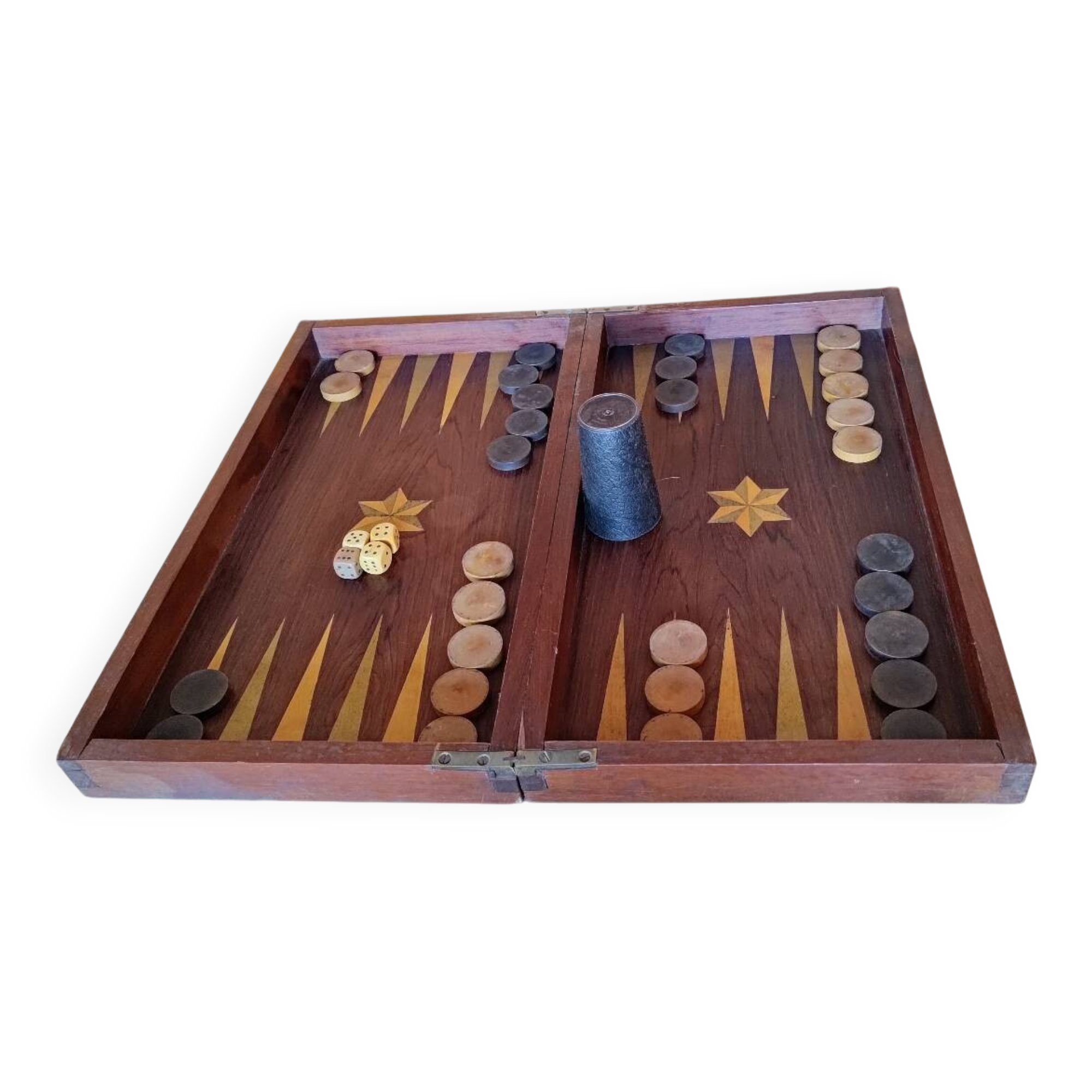 Marine marquetry backgammon set