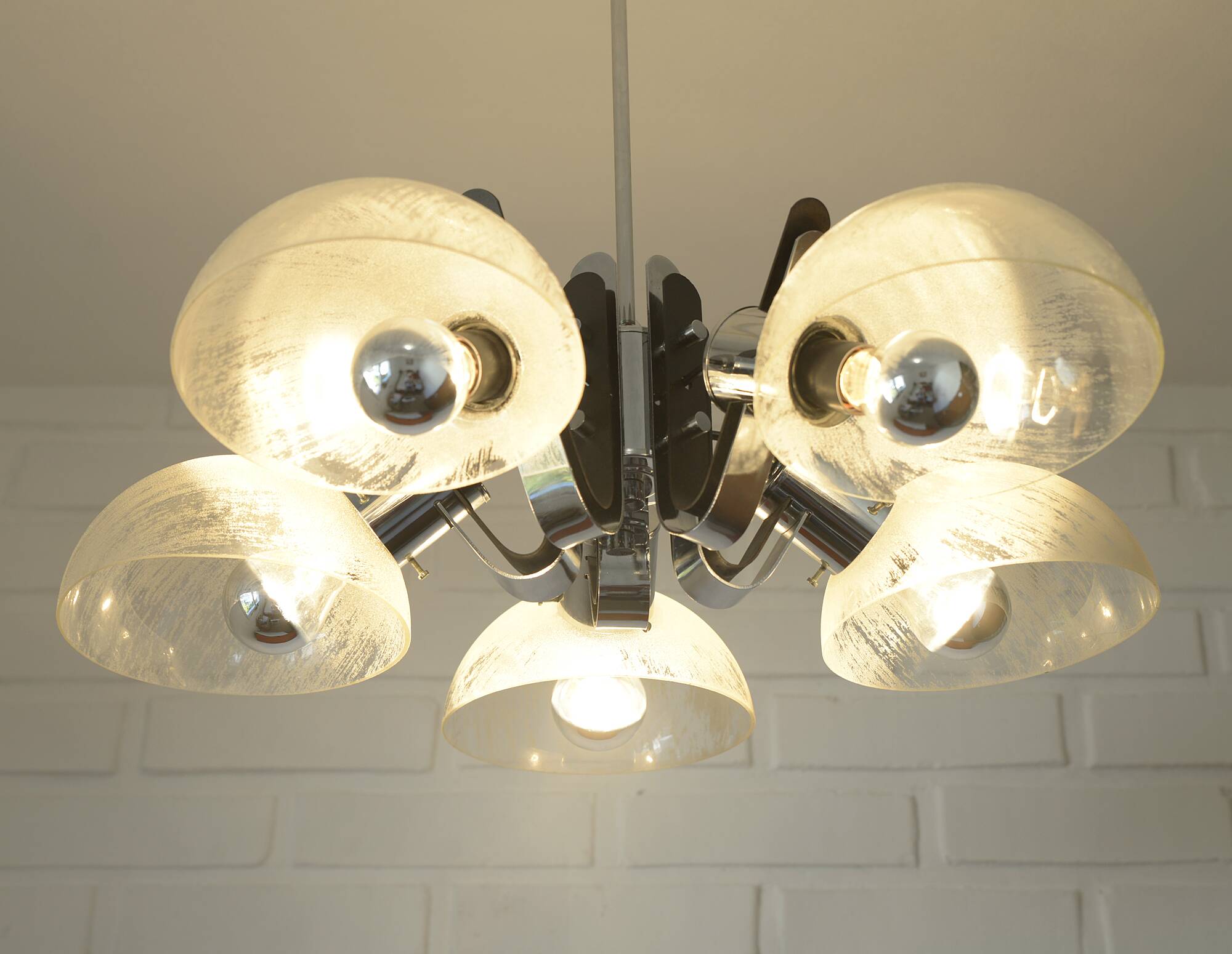 Vintage Mid Century Modern Sputnik Brutalist light Fixture Hanging Lamp