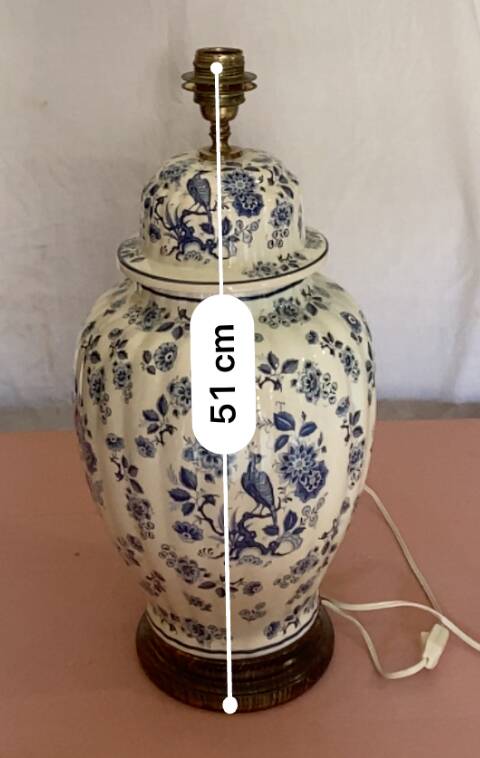 Moustier blue bird lamp and lampshade