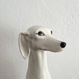 Chaumette vintage ceramic sitting white dog statue