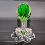 Sommerso green candle holder by Flavio Poli for Seguso, Murano glass, Italy, 1970