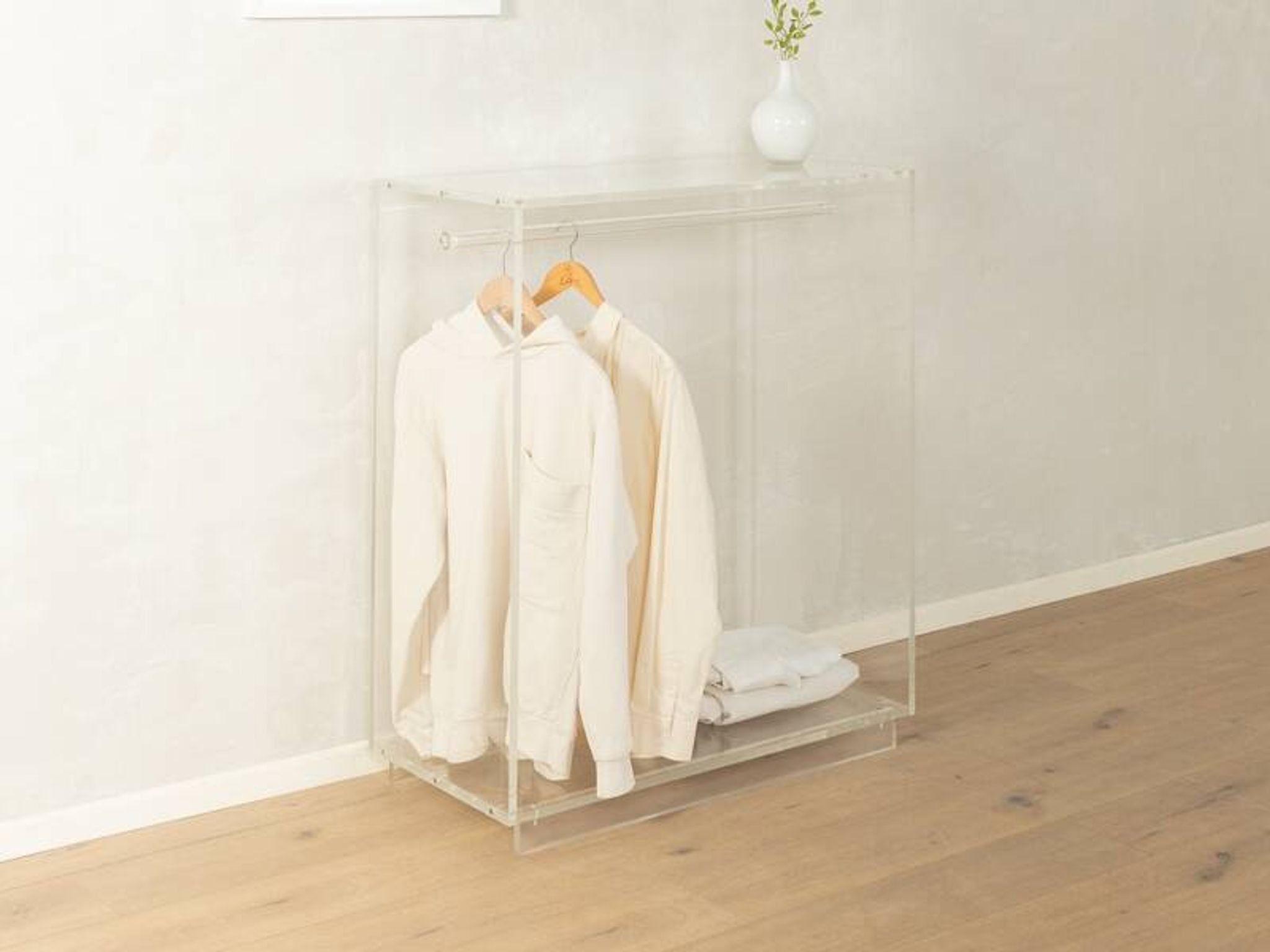 Minimalist chest of drawers from the 1980s, acrylic glass, unique piece