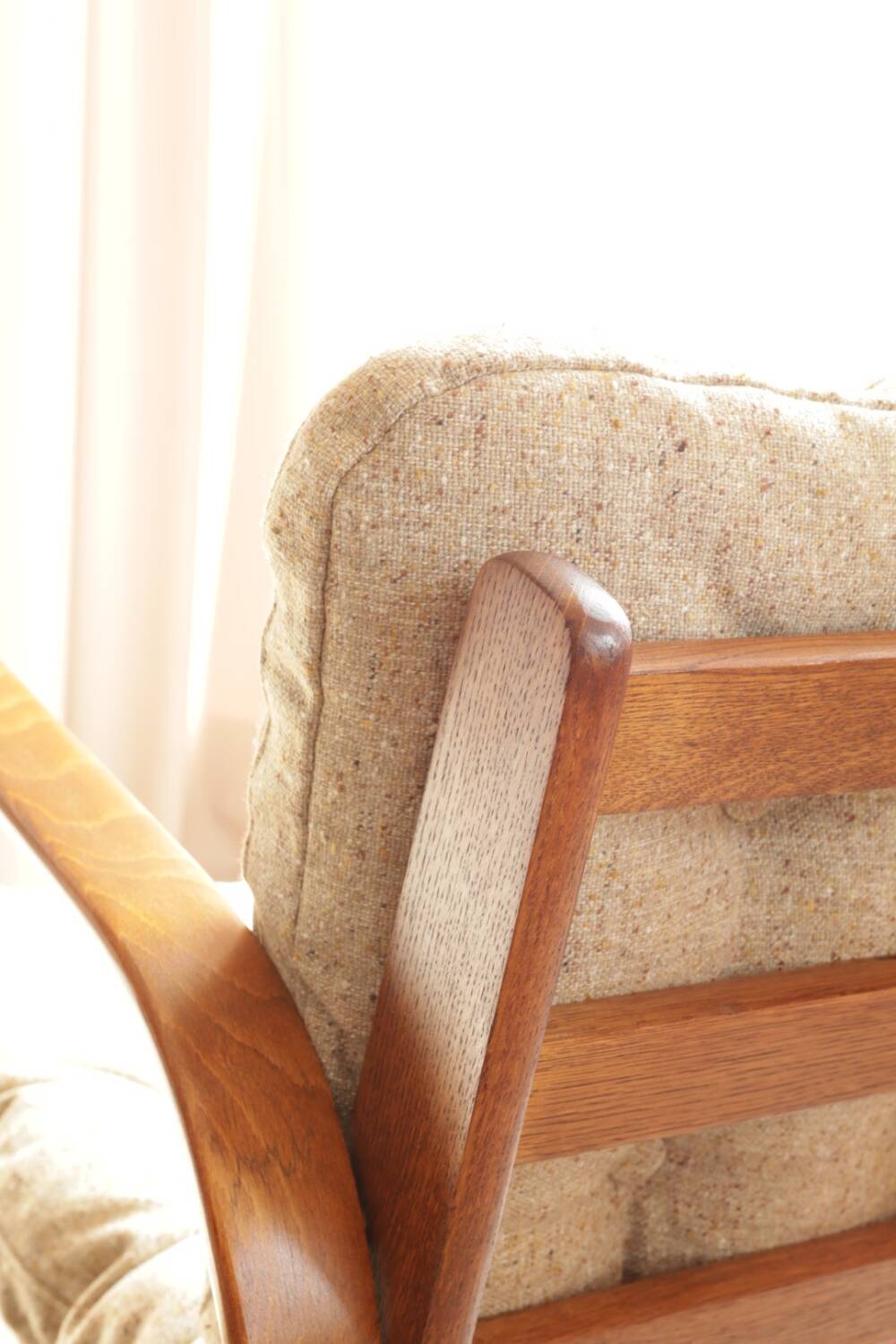 Pair of vintage beige granola armchairs from the 1950s