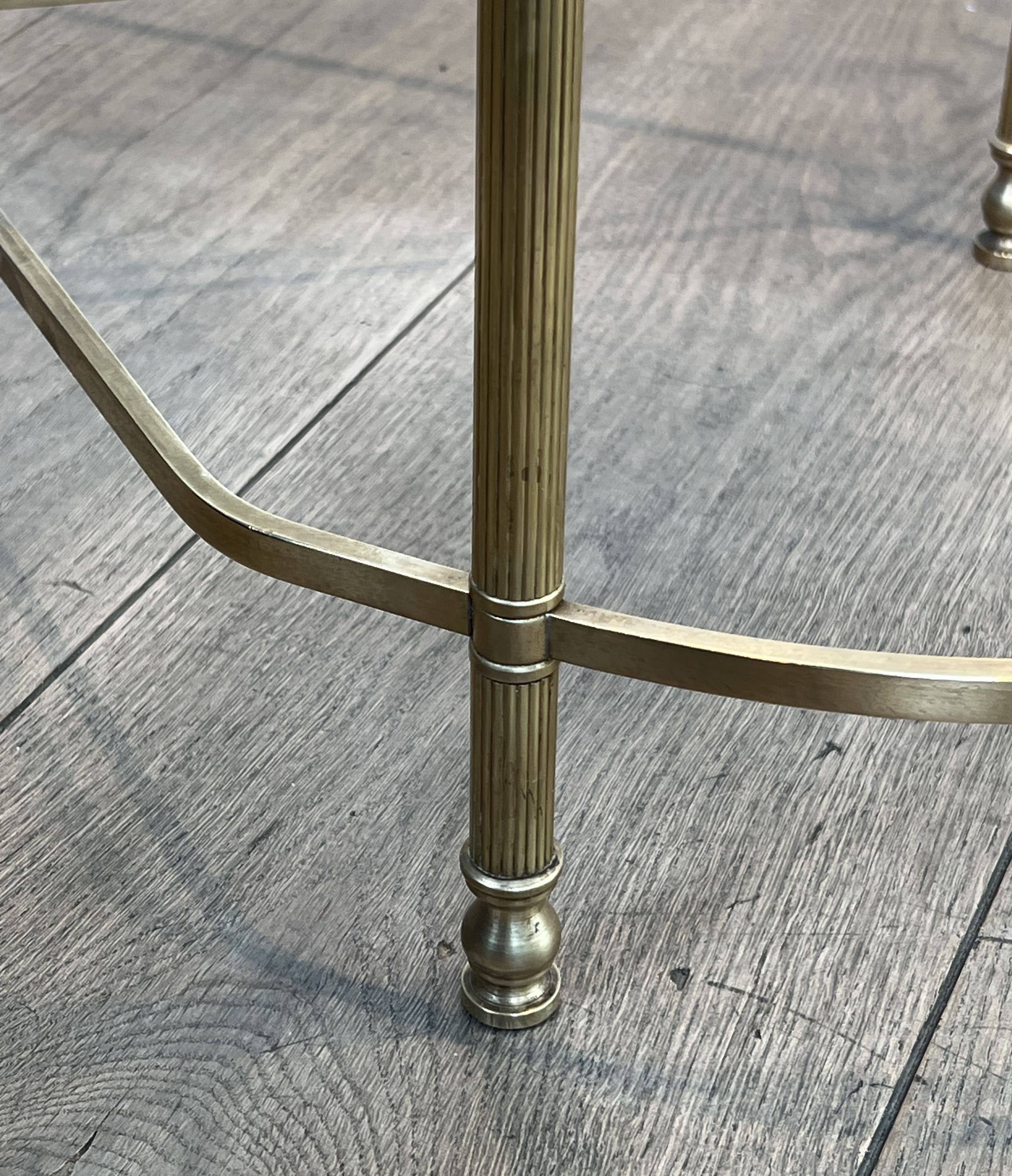 Oblong Coffee Table in Brass and Glass, by Maison Baguès, 1960s.