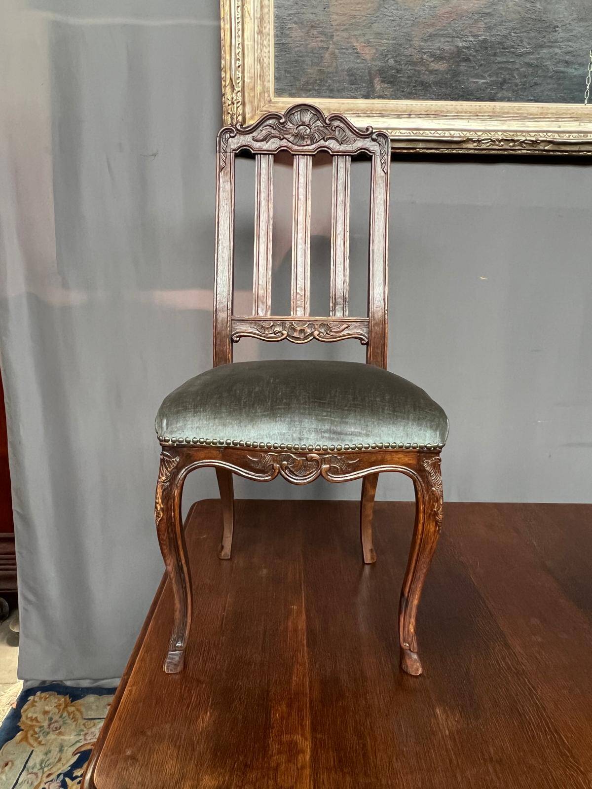 Set of 6 Regency chairs. Solid oak.