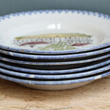 Set of 6 flat plates in faience of St Clément