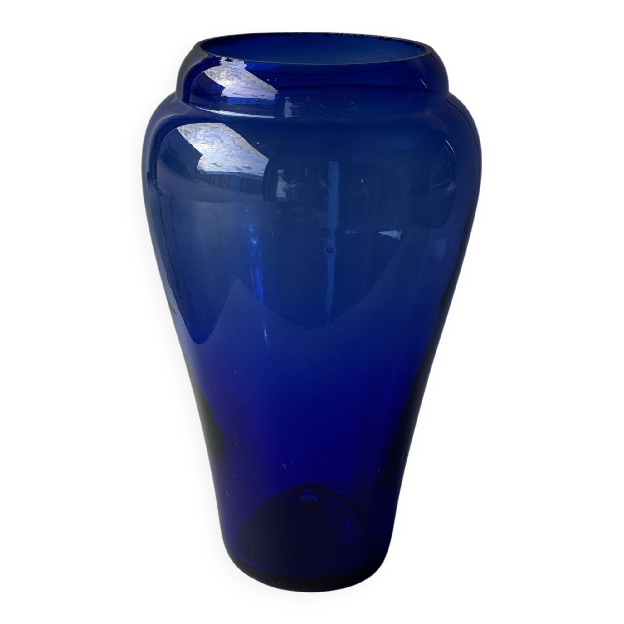 Grand vase en verre bleu cobalt 