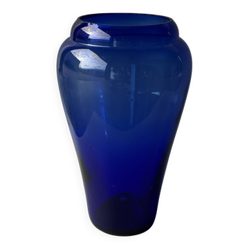 Large cobalt blue glass vase