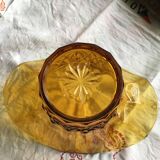 1920s amber glass vase with integrated flower spike
