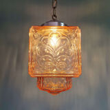 Art Deco pendant light in pale pink glass, 1920s-30s
